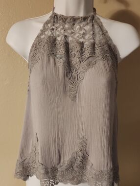 hint of mint Taupe Lace Halter Camisole